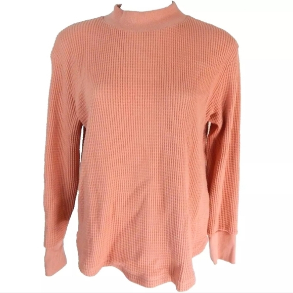 Madewell Waffle Knit Mock Neck Sweatshirt Tee - Picture 1 of 3